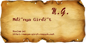 Mánya Girót névjegykártya